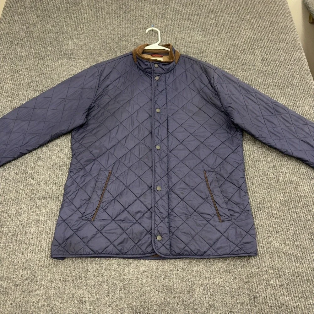 Peter Millar Jacket Mens M Blue Polyester Diamond Quilted Mock Neck Classic
